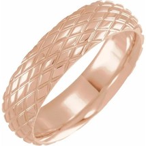 Authenticity Guarantee 
14k Rose Gold 6MM Diamond Pattern Wedding Band Ring - £806.55 GBP+