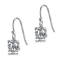 Sterling Silver Hook Drop Earrings with 1 Carat Moissanite Gemstone - $149.00