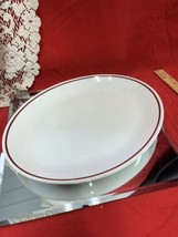 VTG Homer Laughlin Oval Platter Restaurant Ware White with Brown Trim 13”x10.5” - £10.31 GBP