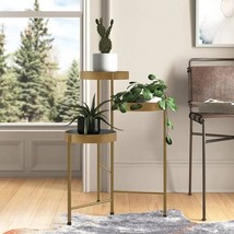 Modern Gold Grey Metal 3-Tier Flower Pot Plant Stand - $219.05 CAD