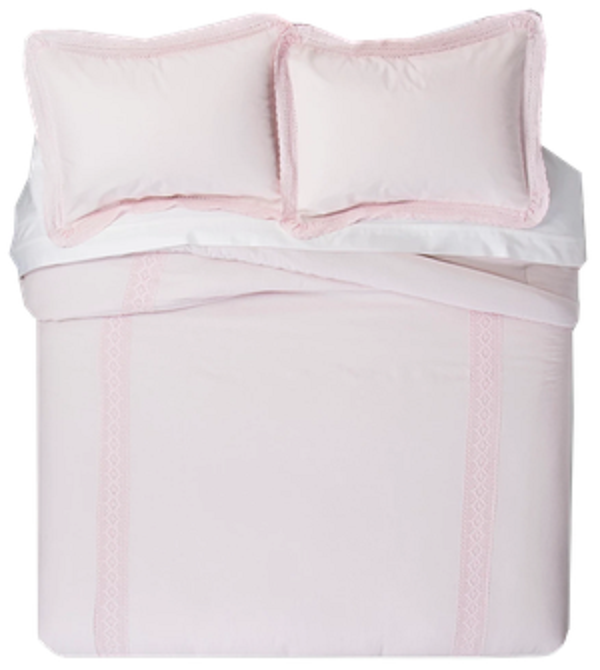 Rachel Ashwell Simply Shabby Chic Linen Cotton Blend Comforter Set Pink King NEW - £138.77 GBP