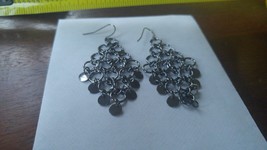 European Diamond Shaped Chainmail Drop/Dangle Fashion Hook Earrings 2”L x 1.5&quot;W - £12.81 GBP