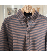 Tommy Bahama Brown Black Stripe Henley Snap Sweatshirt XL - $32.40