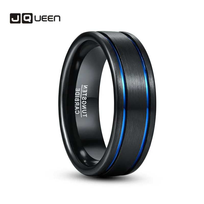 J8mm  Men Woman s Black Vine Blue   100% Tungsten Steel  Male Jewelry Anillos Ac - £32.34 GBP