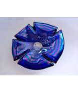 Art Glass Ashtray Paperweight Cobalt Blue Irridescent Gold Accent Stars ... - £23.42 GBP