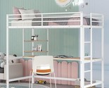 Metal Twin Size Loft Bed With Desk,Heavy Duty Loft Bed Frame With Storag... - $406.99
