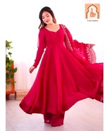 Pink Heavy Embroidery Anarkali Suit with Dupatta - Designer Party Wear Gown - €64,50 EUR
