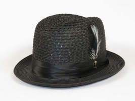 Men's BRUNO CAPELO Stingy Brim Fedora Braid Straw Hat Santa Cruz SC616 Black image 4