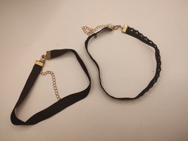 Pair Of Two Solid Black Girls Choker Necklaces - £3.99 GBP
