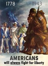 Americans Will Always Fight For Liberty - 1943 - World War II - Propaganda Poste - £26.31 GBP