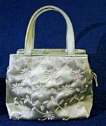 Nine West Green Nylon Embossed Floral Handbag Purse   - $19.80