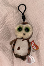 2017 Ty Beanie Boos SAMMY the Owl Green Glitter Eyes Key Backpack Clip  3&quot; MWMT - £7.18 GBP