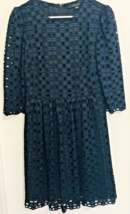 Ann Taylor Cut Out Dress Navy Black A Line 3/4 Sleeves Women&#39;s Size 4 Lined Zip - £22.32 GBP