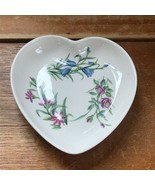 Small Spode Signed White Porcelain w Pink Purple Blue Flower Accents Sha... - £8.99 GBP