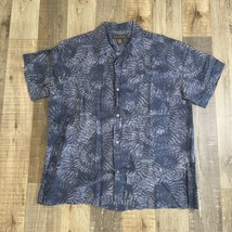 Banana Republic Men&#39;s Blue Floral Leaf Hawaiian Print Button Up Shirt Sz L - £10.38 GBP