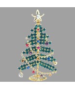 Vintage Christmas tree brooch with rhinestones - $49.92 CAD