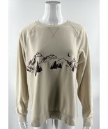 Sonoma Womens Sweatshirt Top Size XL Tan Burgundy Mountain Graphic Pullover - €20,63 EUR