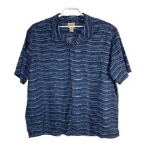 L L Bean Mens Shirt Size XXL Button Up Blue Striped Short Sleeve Aztec N... - $27.22