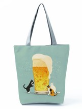 High Capacity Animal Design Bags Women Bag Black Cat Print Shopper Bag Handbag O - £15.64 GBP