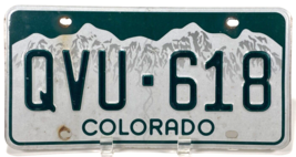 Colorado License Plate- QVU-618 -Green White Mountains-Expired - $7.50