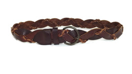 HOLLISTER Womens Mens DistressedTan Brown Braided Leather Belt Size  XS ... - £11.69 GBP