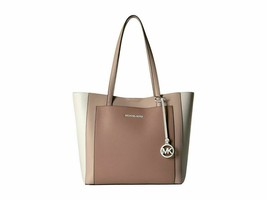 NEW MICHAEL KORS PINK WHITE LEATHER HAND BAG TOTE $298 - $215.99