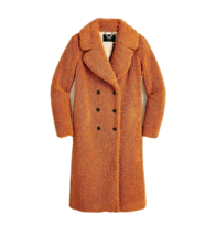 J.Crew Sz S Double Breasted Teddy Sherpa Coat Adobe Clay Topcoat $268 NEW - £77.84 GBP