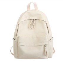 Fashion Backpack New Women Bagpack PU Leather Solid Color Bagpacks for Teenage G - £37.11 GBP