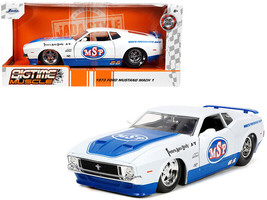 1973 Ford Mustang Mach 1 MSP White Metallic Blue Bigtime Muscle Series 1/24 Diec - £30.43 GBP