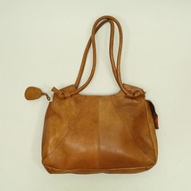 Women&#39;s Genuine Brown Leather Purse Everyday Handbag Made in USA - $24.45