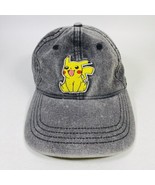OSFM Pokémon Baseball Hat Leather Strap Pikachu Nintendo Gray Cap Embroided - £11.00 GBP