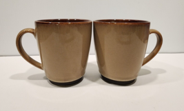 Sango Nova Brown Coffee Cups Mugs 4&quot; 4933 Set of 2 - £10.07 GBP