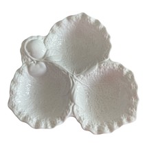Caverswall Fine Bone China Leaf-Shaped Divided Dish – White Relief Desig... - $38.00