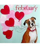 Boxer Valentine February Dog Days Poster Calendar 14 x 11&quot; Art Leigh DWD... - $570.01 MXN