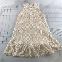 Floreat Tank Dress Womens 6 White Lined Lace Design Sheer Peplum Ruffled - £23.18 GBP