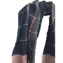 Madewell Rectangle Scarf 80X37 Blue Pink Womens Wool Blend Winter Fall - £21.69 GBP