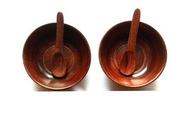 Wooden Handmade Serving Bowl And Spoon  Serving Salad and Dry Fruit  Set of 2 - £14.40 GBP