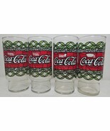 Set Of 4 Vintage Coca Cola Tiffany Style Stained Glass Drinking Glasses - $413.96 MXN