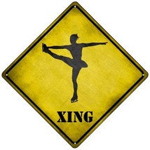 Twirling Figure Skater Xing Novelty Mini Metal Crossing Sign - £13.30 GBP