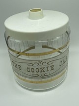 Vintage Pyrex &quot;The Cookie Jar&quot; Glass Canister Storage Container w Lid MCM Gold - £14.43 GBP