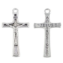 Antique Silver Jesus I trust in you Crucifix Cross Charm Pendant Package... - $12.18