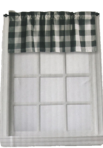 Willow Branch Country Buffalo Plaid Check Valance Black Gray Poly Linen 16x37.5&quot; - £19.75 GBP