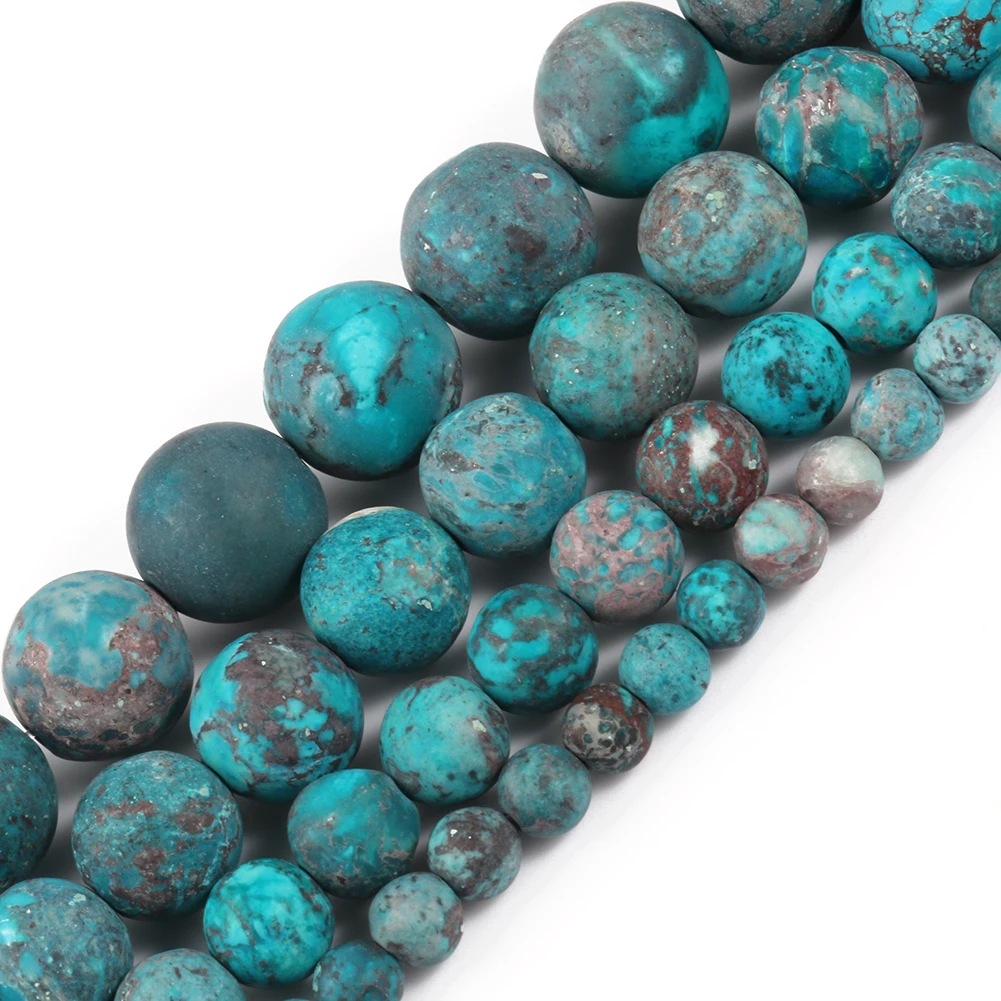 Natural Beads Matte American Turquoises Blue Howlite Round Stone Bead for - £7.62 GBP+