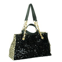 [My Love] Stylish Black Four Carrying Handles Bag Handbag - £28.76 GBP