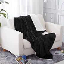 Black Throw Sherpa Blanket Bed Throws Fleece Reversible Blanket Sofa - £33.51 GBP