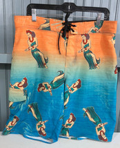 Hang Ten 10 Hawaiian Hula Girl Retro Beach Resort Baggy Shorts Size 32 - £10.67 GBP