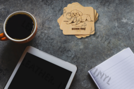 Laser Engraved Bichon Frise Dog Laying - Wood Coasters, set of 4 - $19.13 CAD