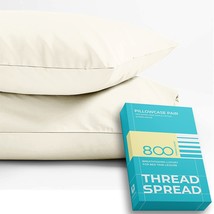 800 Thread Count 100% Egyptian Cotton Pillow Cases, Ivory Queen Pillowcase Set O - £31.28 GBP
