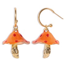 Cute Earrings For Women Korean Mushroom Dangle Earrings Trendy Enamel Pink Purpl - £7.56 GBP