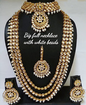 Traditional Bollywood Kundan Jewellery Bridal Pearl NECKLACE Earrings Set - £41.10 GBP